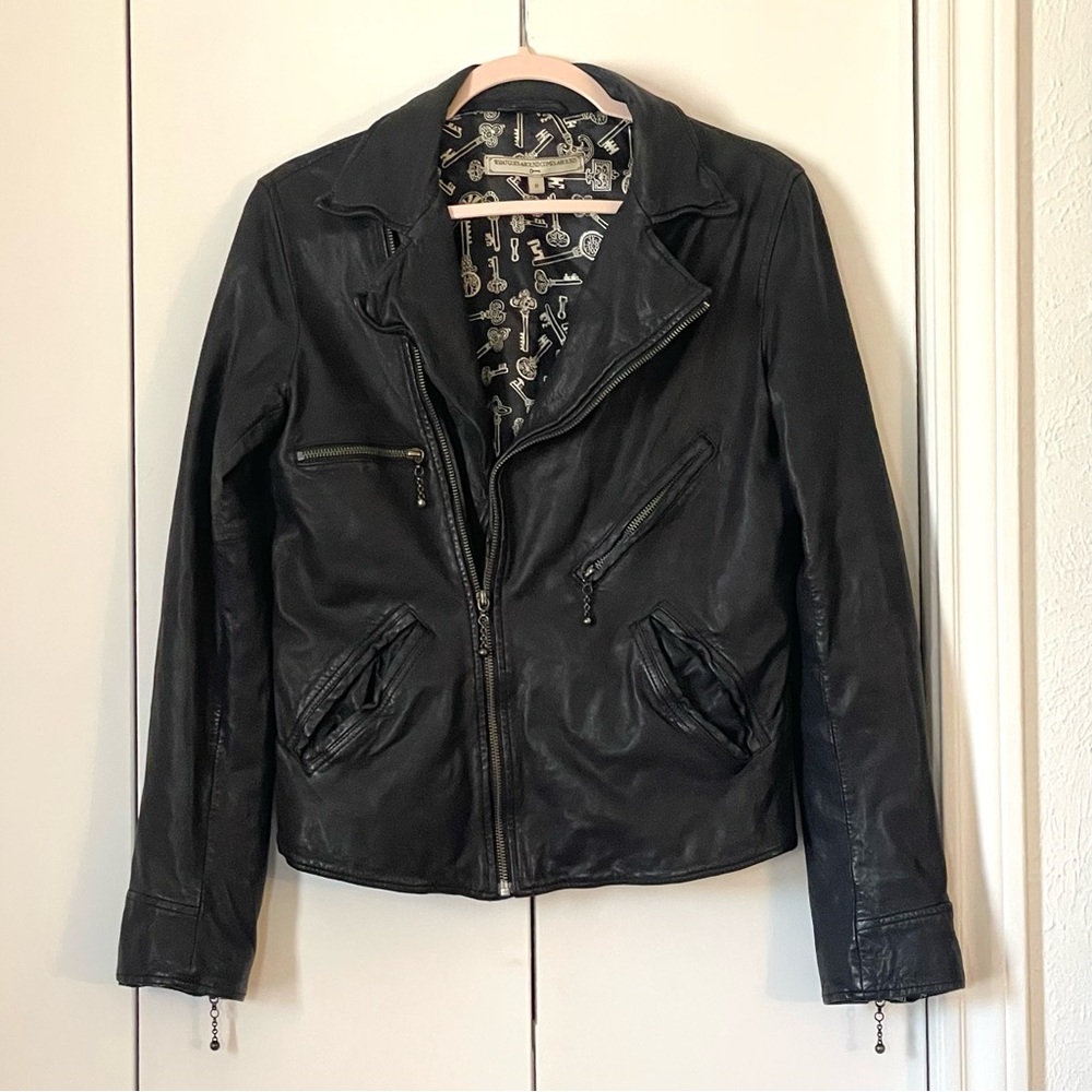 What Goes Around Comes Around Black Leather Moto Jacket